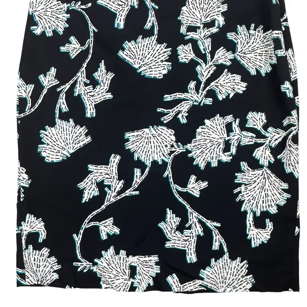 Diane von Furstenberg Kara Floral Print Penci Skirt Black Green Size 2